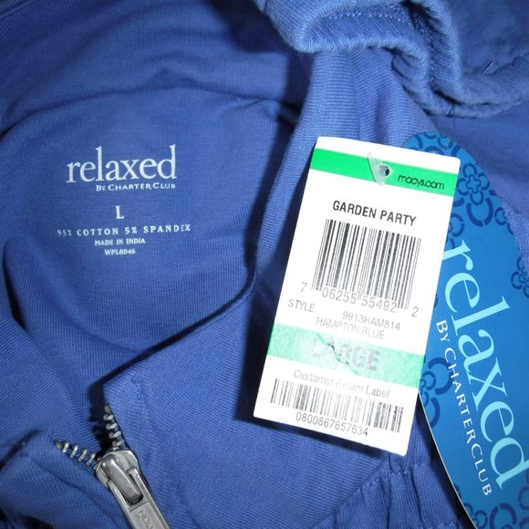 NWT Relaxed by Charter Club Blue Smocked Jacket - Picture 4 of 4
